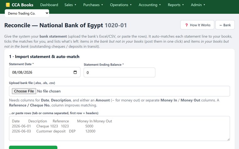 A bank reconciliation